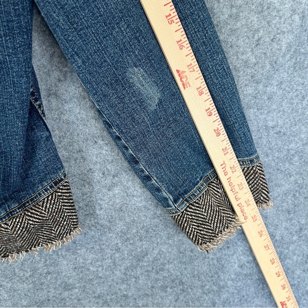 BABY PHAT Y2K Vintage Jean Jacket Tweed Trim Rhinestone Cat Bling Distressed 3X - Picture 8 of 12